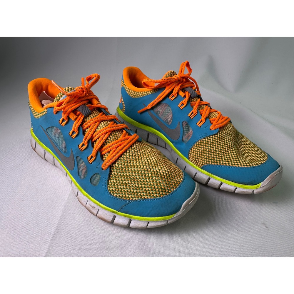 Nike Free 5.0 Gamma Blue Total Orange Volt Kids Running Shoes‎ 6Y 631567-400 GS